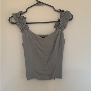 Reformation seafoam green ruffle tank top